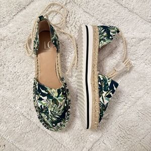 JLO Jennifer Lopez Green Tropical Jungle Larenn Espadrille Shoes ~ Size 7.5 New
